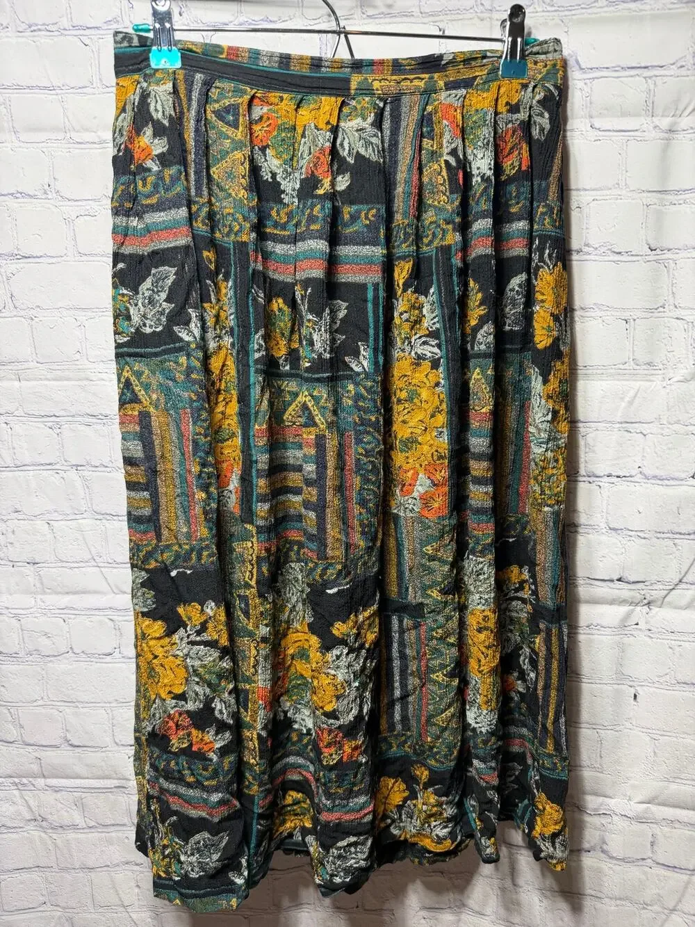 VTG Patchwork Midi Skirt Dark Color Way Size L Whimsigoth Fairy Grunge